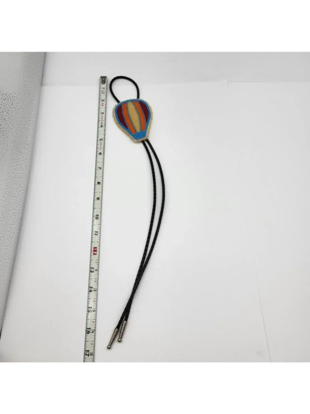 Vintage Native American Bolo Tie Hand Beaded Hot Air Balloon Frazier signed